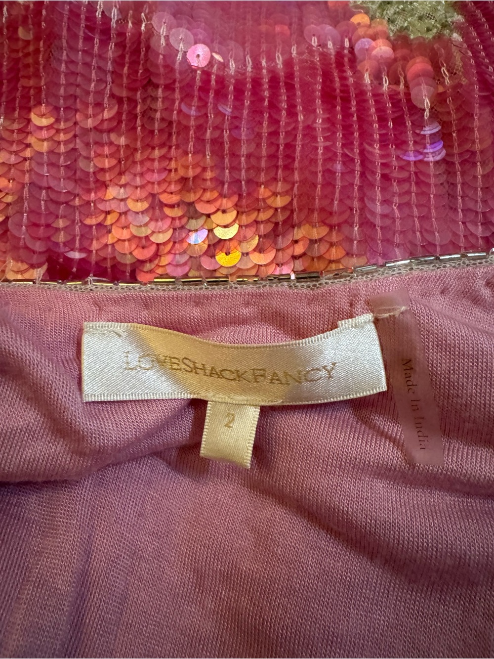 LoveShackFancy Meline Dress Raspberry Sparkle Size 2 - Picture 6 of 7